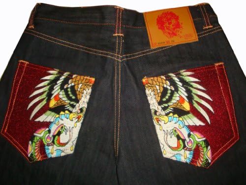 Men's Ed Hardy Denim Shorts RDMLB Pocket Eagle Raw Denim