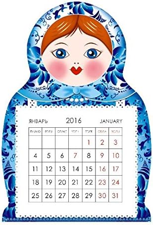 Nesting Doll Gzhel. Tear OUT Calendar 2016 on the Magnet