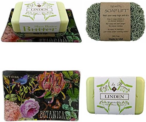 Elegant Gift Set - Lovely Soap Dish, Luxurious Fragranced Soap and Nifty High and Dry Soap Lift (Linden)