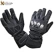 Xelement UNISEX Black Leather and Nylon Gauntlet Motorcycle Racing Gloves
