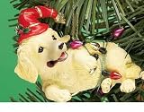 Cold Cast Ceramic Yellow Lab Holiday Ornament
