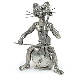 Figurine en étain chat violoncelle