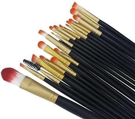 MakeupAcc® 20 Pcs DIY Pro Makeup Set Powder Foundation Eyeshadow Eyeliner Lip Cosmetic Brushes ... (Black+Gold 2#)