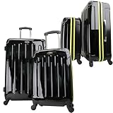 Swiss Case 28 BLACK/YELLOW 4 Wheel Hard Suitcase + FREE Carry-on 20 luggage set