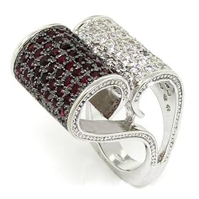 A Wave of Passion Pav� in Ruby and Diamond CZs Ring by Alljoy