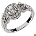 14Kt White Gold Vintage Style Diamond Engagement Ring (Center stone is not included)