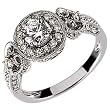 14Kt White Gold Vintage Style Diamond Engagement Ring (Center stone is not included)