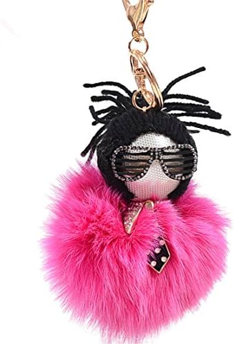 Blanche Lynn Novelty Pendant Bag with Fox Fur Bag Accessories Keyring (Rose)