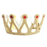 Royal Gold Queen Crown with Red Jewels ~ Halloween Queen Costume Accessories (STC12034-R)