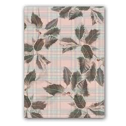 Red Plaid with Holly - 5" x 7" Vellum Overlay Christmas Greeting Card