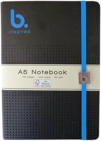 A5 PU Leather Embossed Casebound Notebook - "B Inspired" range - Blue - 160 Pages - Ruled - Size 8.3 X 5.8
