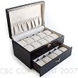 Dark Walnut Color Vintage Wood Watch Display Storage Case With Solid Wood Top Holds 20 Watches