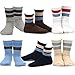 TeeHee Little Boys and Toddler Cotton Crew Socks 12 Pair Pack Gift Box (6-8 Years, Bright Stripe)