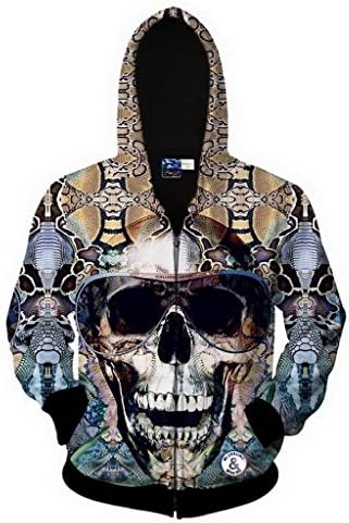 Groupstars Men's Fashion Hip Hop Style 3D Sunglasses Skull Print Hoodies XX-Large Multicoloured