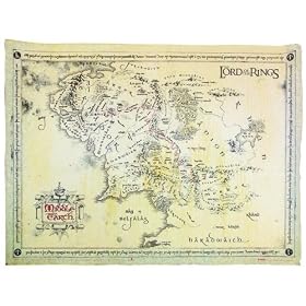 LE SEIGNEUR DES ANNEAUX POSTER CARTE PARCHEMIN DE LA TERRE DU MILIEU (65,5cm x 46,5cm)