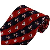 MLB St. Louis Cardinals Navy Blue-Red Geometric Logo Print Silk Tie