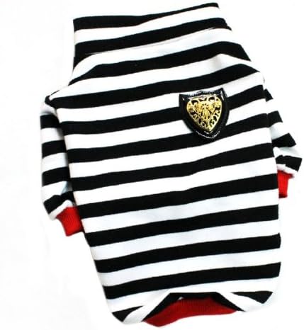 Collar Striped Dog Shirt for Dog Clothes Charming Cozy Dog Shirt Pet Coat(Bla...