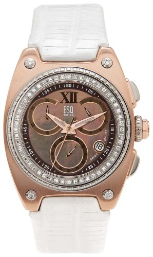 ESQ by Movado Women's 7101300 Chronograph White Leather Strap Watch