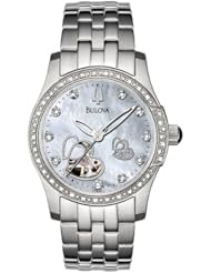 Bulova Automatic BVA Womens Watch 96R122 Steel, 44 Diamonds, MOP & Heart Dial