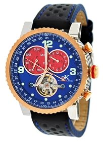 Adee Kaye #AK7214-MRG2 Men's Open Heart Skeleton Multi Function Automatic Watch