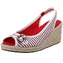 Naturalizer Women's Sherene Peep Toe Slingback Platform,White/Red,7.5 W