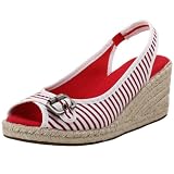  : Naturalizer Women's Sherene Peep Toe Slingback Platform,White/Red,5.5 M