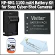 Replacement Sony NP-BN1 Extended Rechargeable Battery and Ac/Dc Charger Kit For Sony CyberShot Digital Camera Includes NP-BN1 For Sony DSC-TX10 DSC-TX5 DSC-TX7 DSC-TX9 DSC-T99 DSC-W330 DSC-WX5 DSC-W310 DSC-W350 DSC-W330 W510 W530 W570 WX9 T110 DSC-W690 +