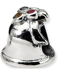 Reflection Beads Silver Red CZ Holiday Bell Celebrate Bead
