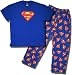 SUPERMAN Men's short-sleeve, long leg pajamas in Blue - ON SALE!