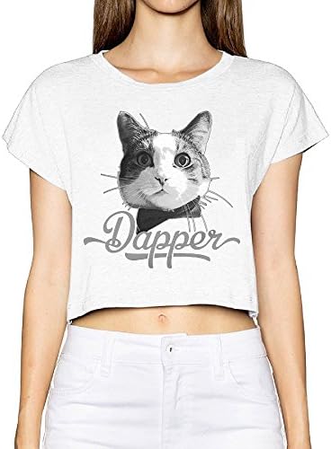 DAPPER CAT WITH BOWTIE Girls' Crop Tee Screen-Print Commemorative Edition Cropped Top Shirt