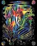 Kratzbild Scraper Seepferdchen - Unterwasserwelt Regenbogen + 1 Blanko Bogen Gr��e 20 cm x 25 cm