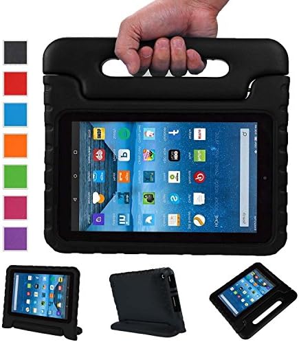 Fire 7 case,Fire 7 kids Case,Angel Center - Kids Shock Proof Convertible Handle Stand Light Weight Super Protective Stand Cover for Amazon Fire Tablet (7 inch Display, 2015 Release Only) (Black)