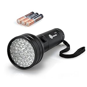 Brighter UV Flashlight, TaoTronics 51 UV Black Light, Pet Odor Detector 395nm (Free Duracell Battery )