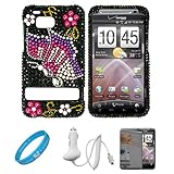 Full Diamond Black Case with Rainbow Butterfly Design Rhinestone Diamante 2 ....