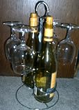 Stainless Steel 2 Wine Bottle & 4 Stemware Holder