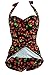 Cocoship Vintage Inspired Boy-Leg One Piece Sheath Cherry Rose Floral Maillot Swimsuit(FBA)
