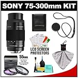 Sony Alpha 75-300mm f/4.5-5.6 Zoom Lens with 3 UV/CPL/FLD Filter Set + Clea ....