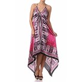 Silk Feel Handkerchief Hem Criss Cross Back Adjustable Maxi / Long Dress