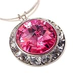 Crystal Framed Pink Swarovski Pendant Necklace Fashion Jewelry