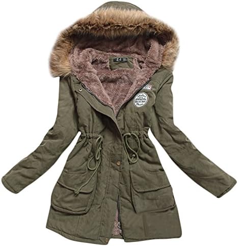 New Healer Women's Thicken Hooded Cotton-padded Coats Jacket (M, armygreen)
