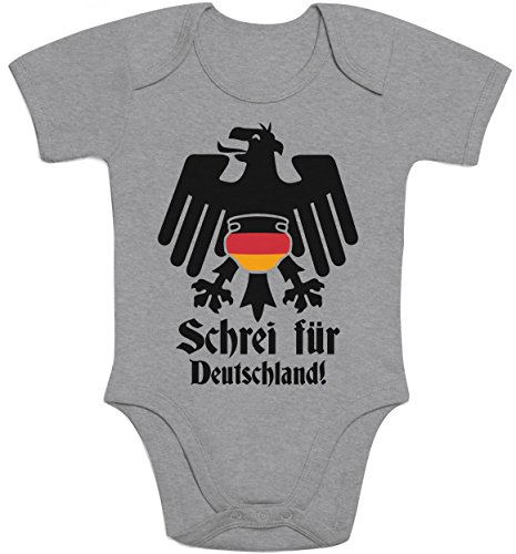 Schrei Für Deutschland Lustiger Bundesadler Windel Baby Body Kurzarm-Body 0 – 3 months Grau