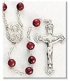 Sterling Silver Rosary Genuine Cocoa Beads Brown Rosaries Jesus Mary