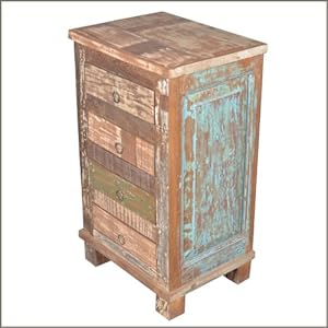 Oklahoma Farmhouse Old Wood 4 Drawer Bedside End Table