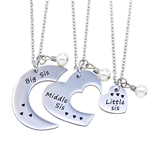 O.riya big sis middle sis little sis jewelry necklace set 3 piece…