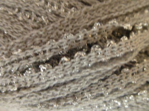 Fancy Gray Silver Flash Fishnet Lace Bulky Weight Yarn