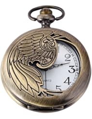 AMPM24 Classic Skeleton Hollow Retro Bronze Angel Wing Pocket Quartz Watch WPK103