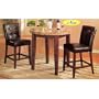 3 pc wood counter height table set with marble top and button tufted parson stools