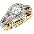 14K Two-Tone Gold Diamond Wedding Set Semimount - 0.50 Ct. - CENTER STONE NOT INCLUDED