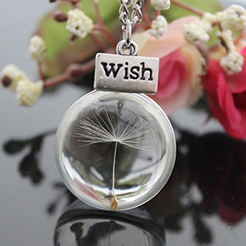 Nice Moment Dandelion Seeds Crystal Pendant Long Wish Necklace Best Friend (round)