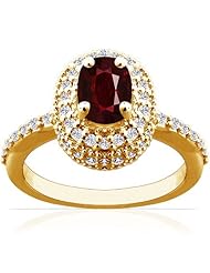 14K Yellow Gold Cushion Cut Ruby Ring With Sidestones (GIA Certificate)
